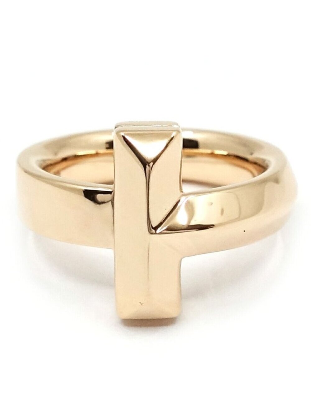 Tiffany & Co 18k Pink Gold T One Wide Ring 750 Bullion